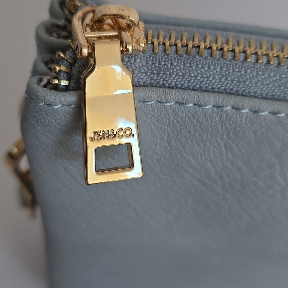 Jen & Co Blue With Gold Hardware Crossbody Bag.  Adjustable Strap - Picture 6 of 16